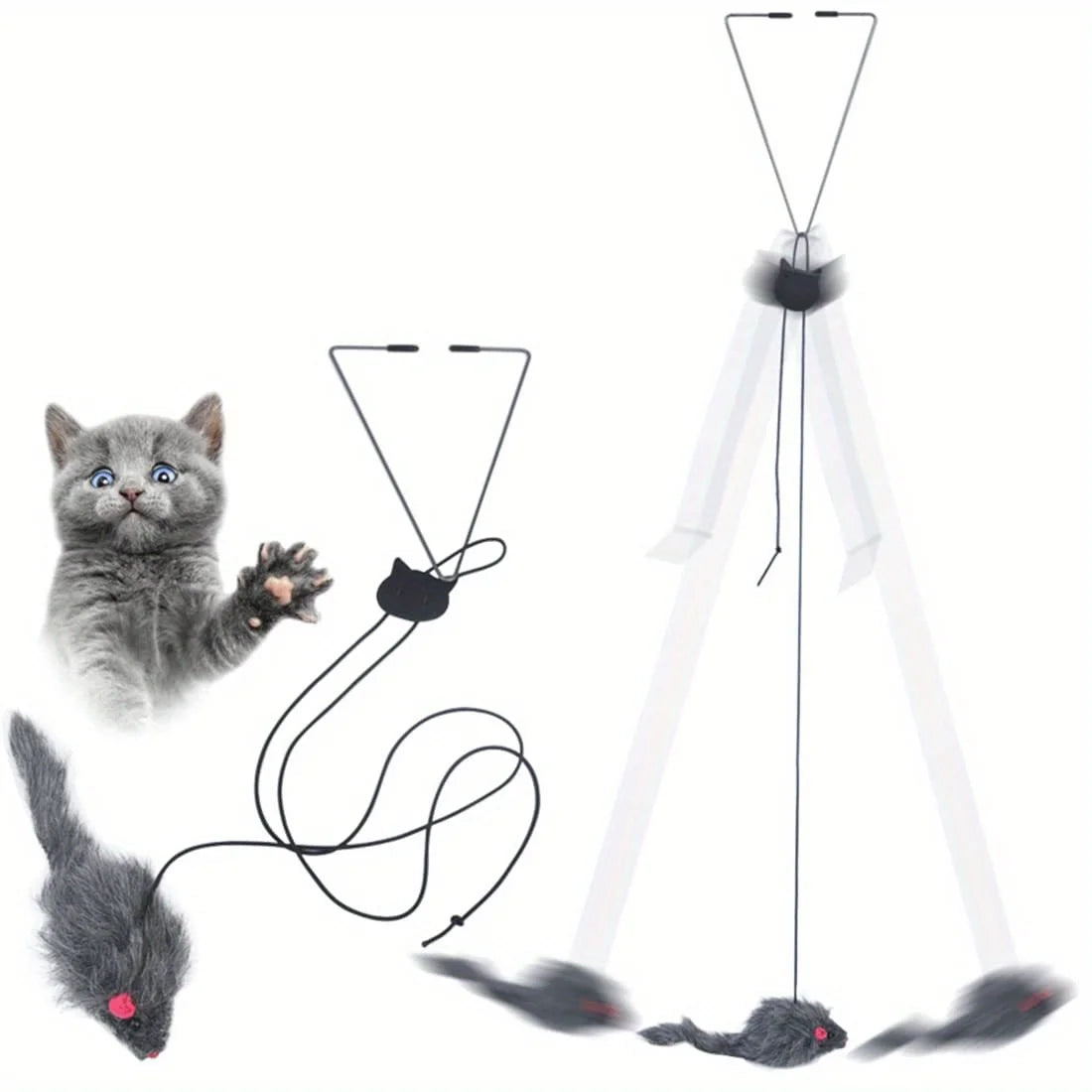 Interactive Hanging Mouse Cat Toy
