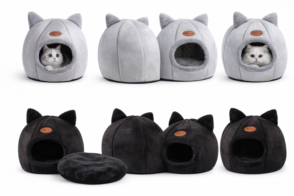 Cozy Cat Cave Bed - Soft & Stylisht Pet Hideway.